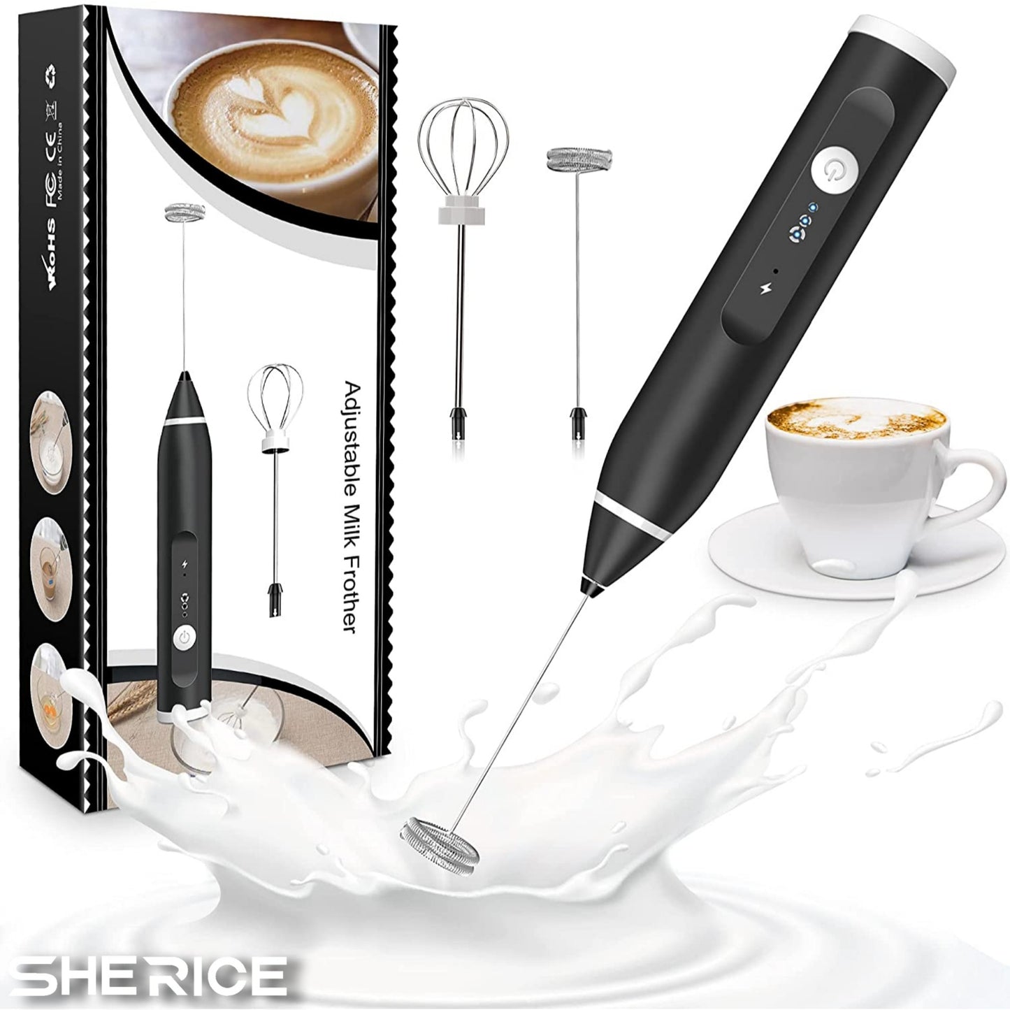 2-in-1 Rechargeable Electric Coffee Beater & Egg Mixer