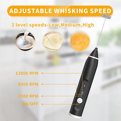 2-in-1 Rechargeable Electric Coffee Beater & Egg Mixer