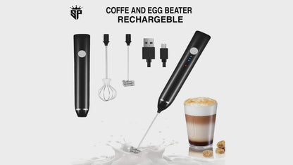 2-in-1 Rechargeable Electric Coffee Beater & Egg Mixer